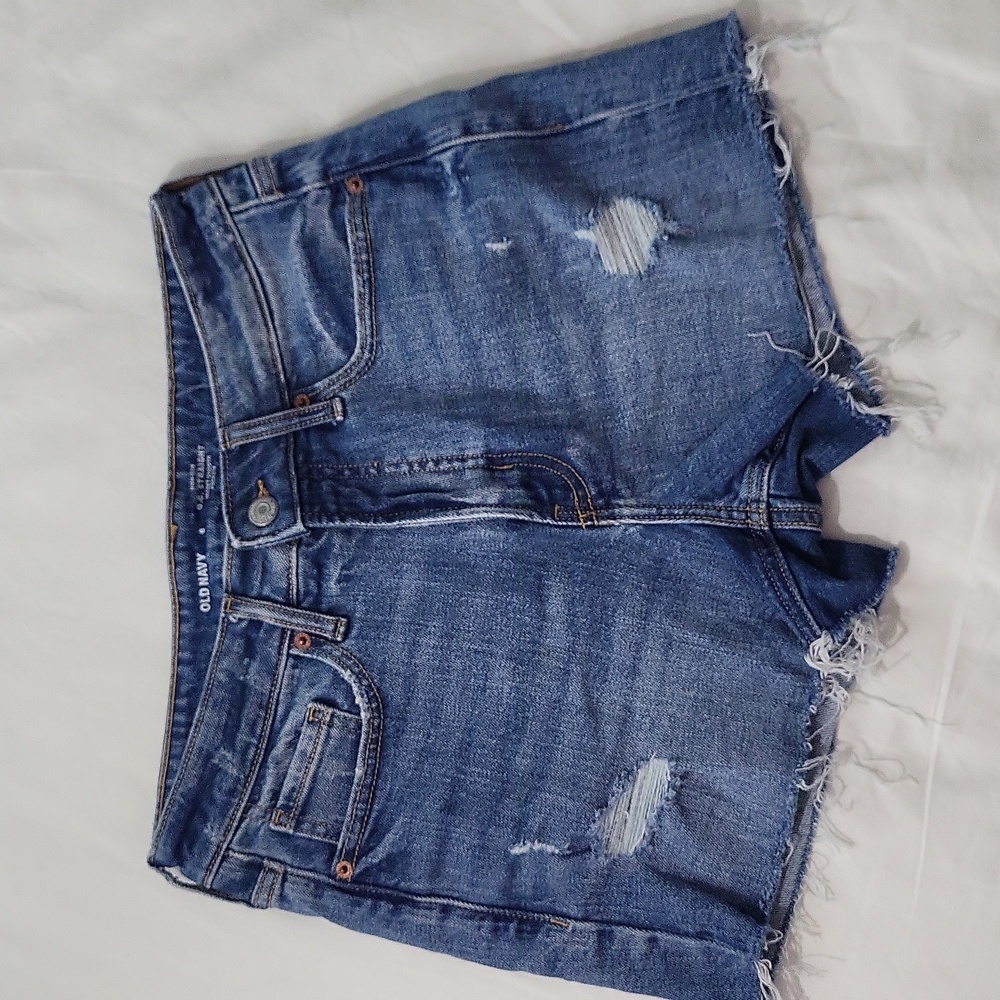 O.G. Straight Distressed Denim Shorts